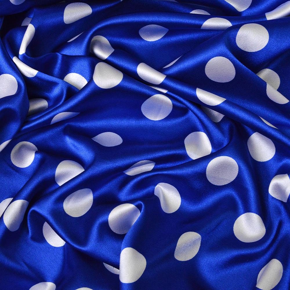 Ткань плательная атлас Горохи велик.електрик