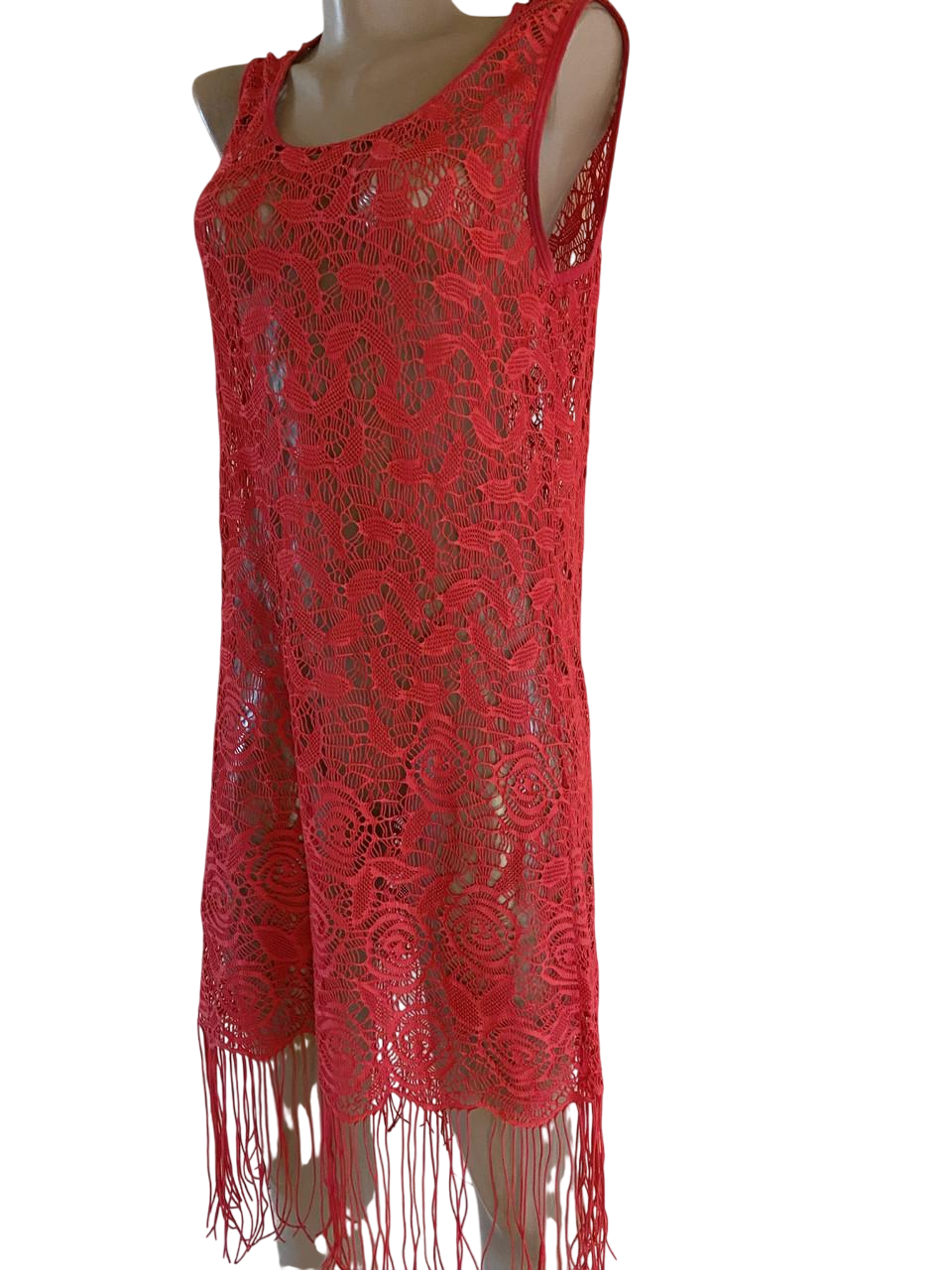 Туника ажурная кружева р. 46-48 Красный (т4598)