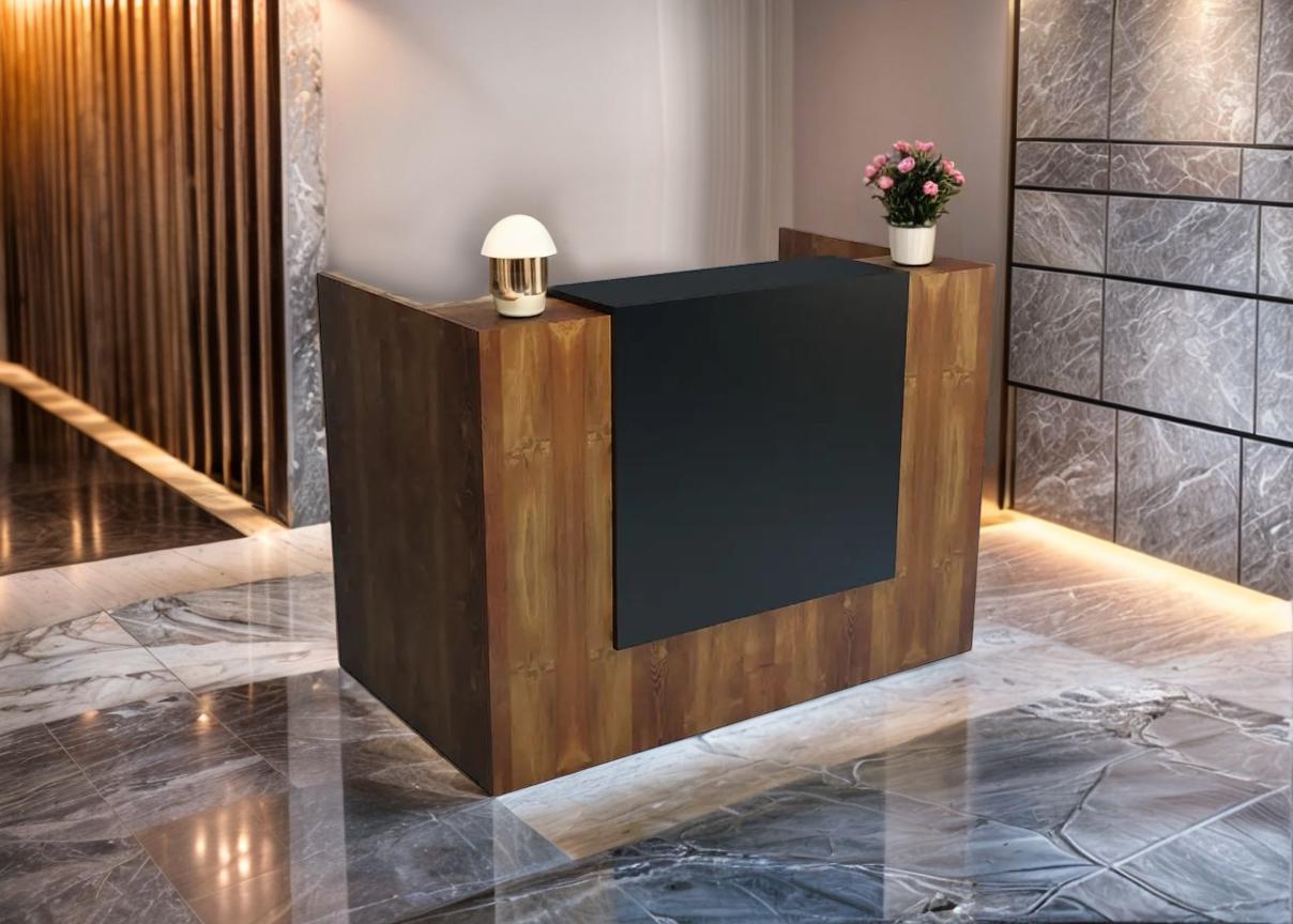 Стойка администратора Tobi Sho Ресепшн/2 для офиса/салона с подсветкой/1400х800х1000 мм Фаервуд/Черный - фото 2 Стойка администратора Tobi Sho Ресепшн/2 для офиса/салона с подсветкой/1400х800х1000 мм Фаервуд/Черный - фото 2