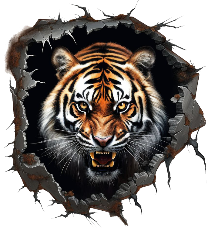 Наклейка для авто Тигр 3D 15x15 см (Н039-S)