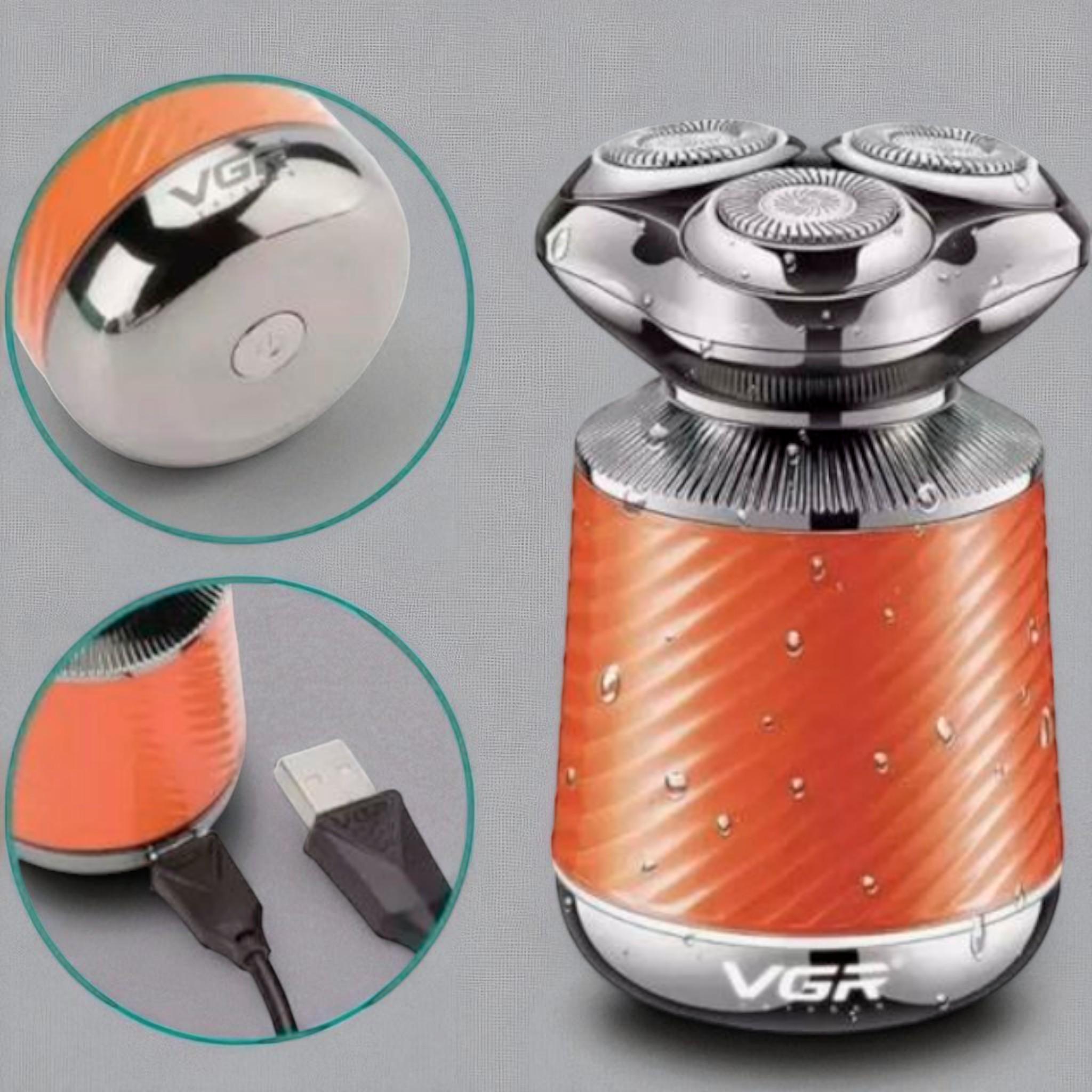 Електробритва VGR V-391 3 в 1 з тримером і щіткою для пілінгу вологозахист IPX7 LED дисплей Orange (E_V-310Orange) - фото 4