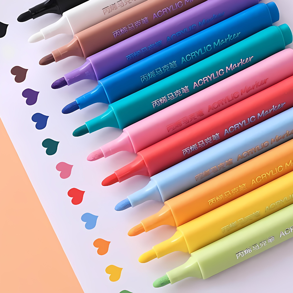 Набір акрилових маркерів  для малювання та творчості  для тканини дерева та кераміки в пластиковому кейсі 48 шт. - фото 6