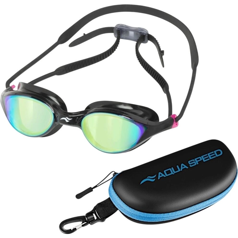 Очки для плавания с чехлом Aqua Speed ​​VORTEX MIRROR+CASE Черно-розовый (230-79)