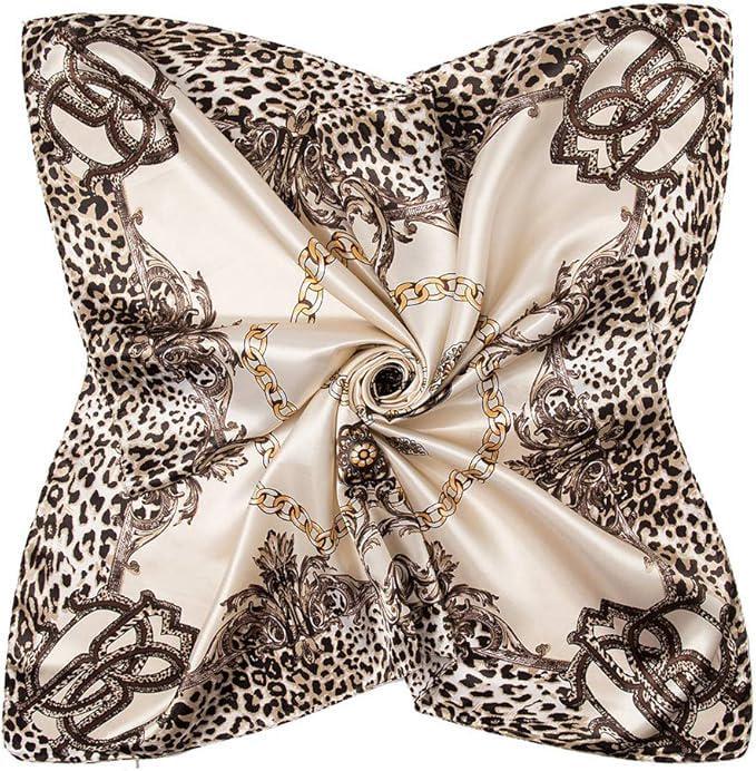 Шелковый платок Jago с леопардовым принтом 90х90 см Молочный - фото 1 Шелковый платок Jago с леопардовым принтом 90х90 см Молочный - фото 1