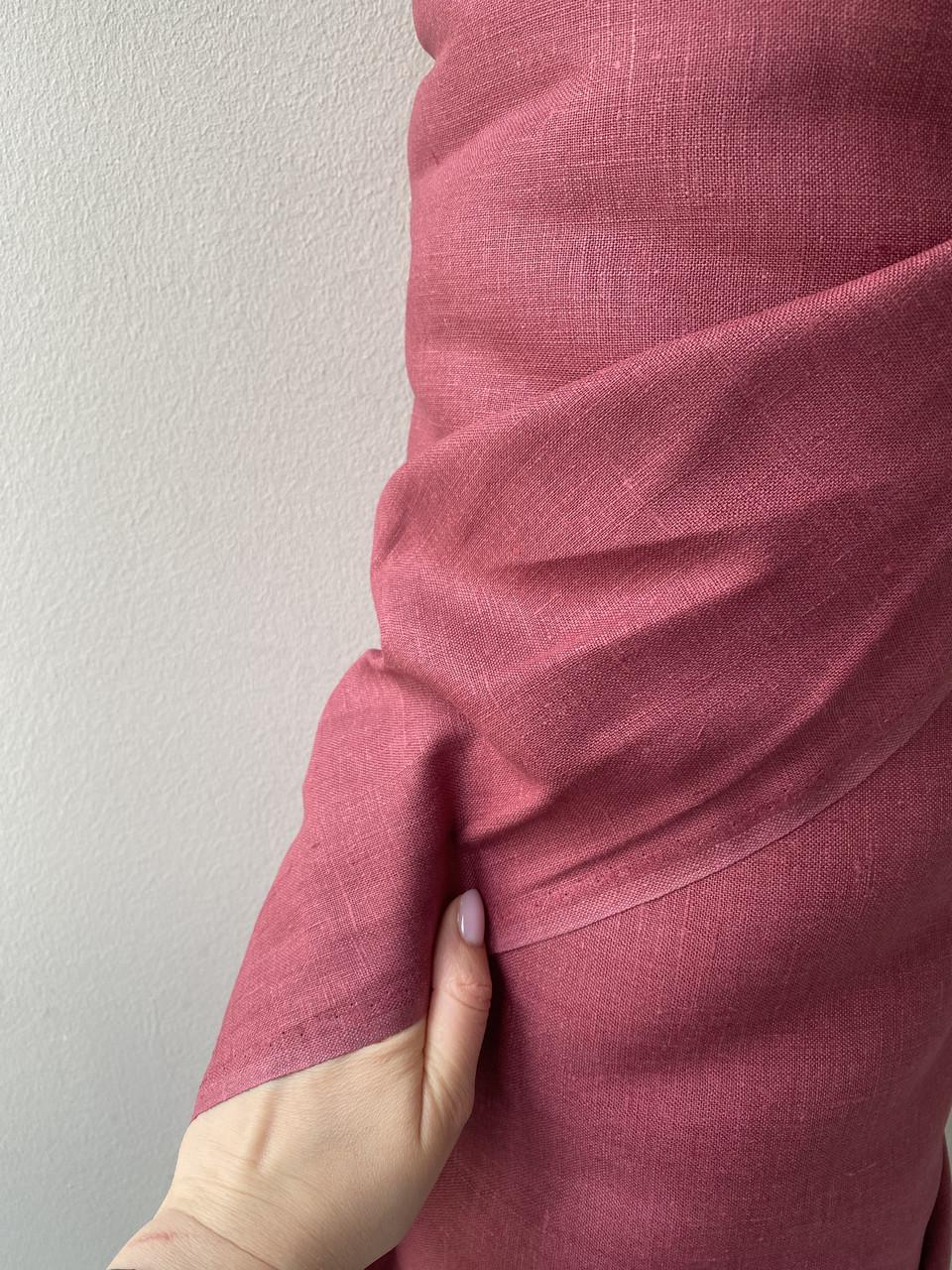 Ткань LINEN PLUS 100% лен 143 см 496 Бордовый - фото 8