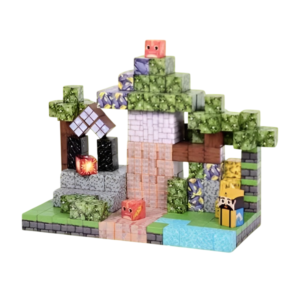 Конструктор магнитный строительный майнкрафт Печь в саду магнитные блоки minecraft 128 кубиков