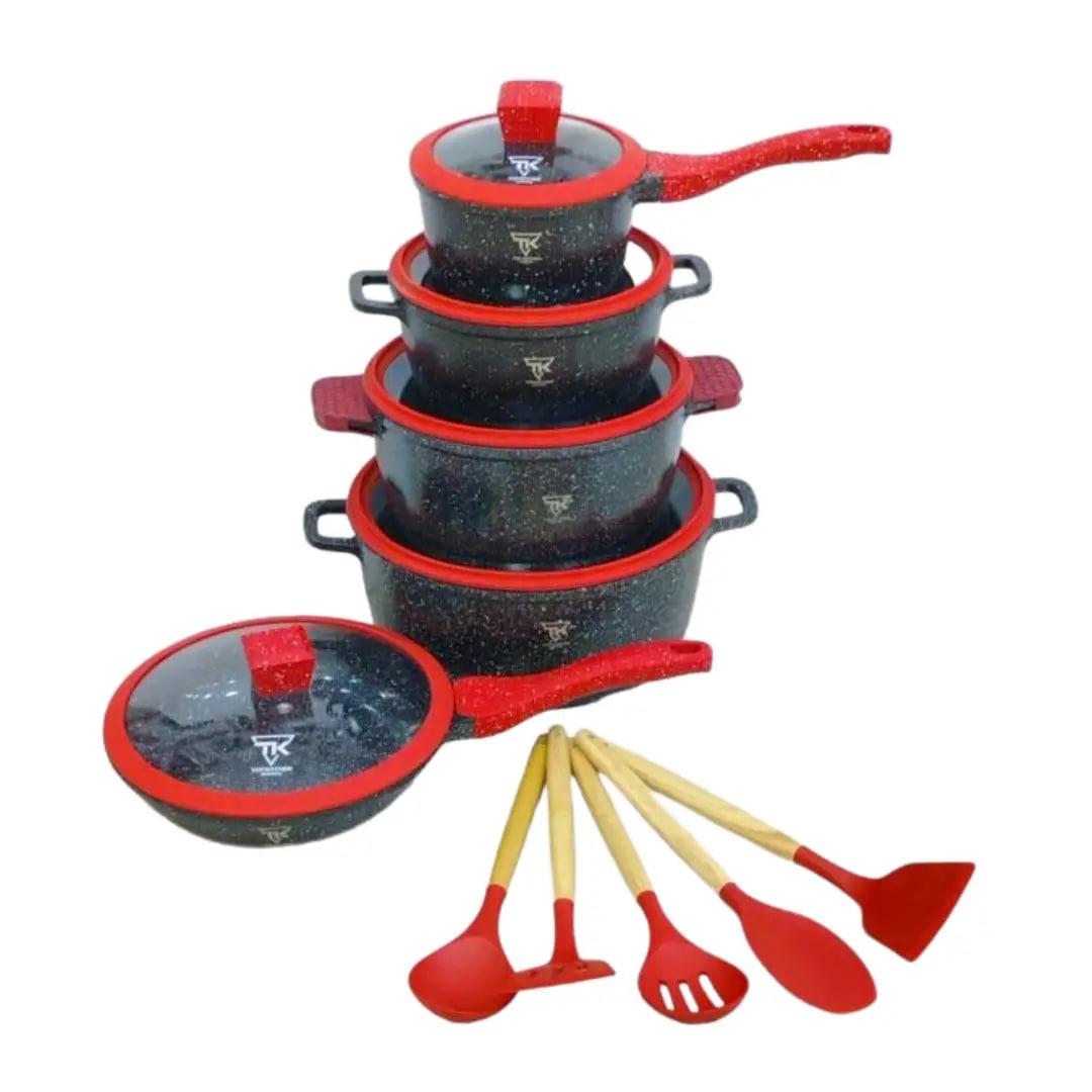 Набір посуду для індукції Top Kitchen TK-00050L з гранітним покриттям 10 предметів Чорний/Червоний (2480547450) - фото 2