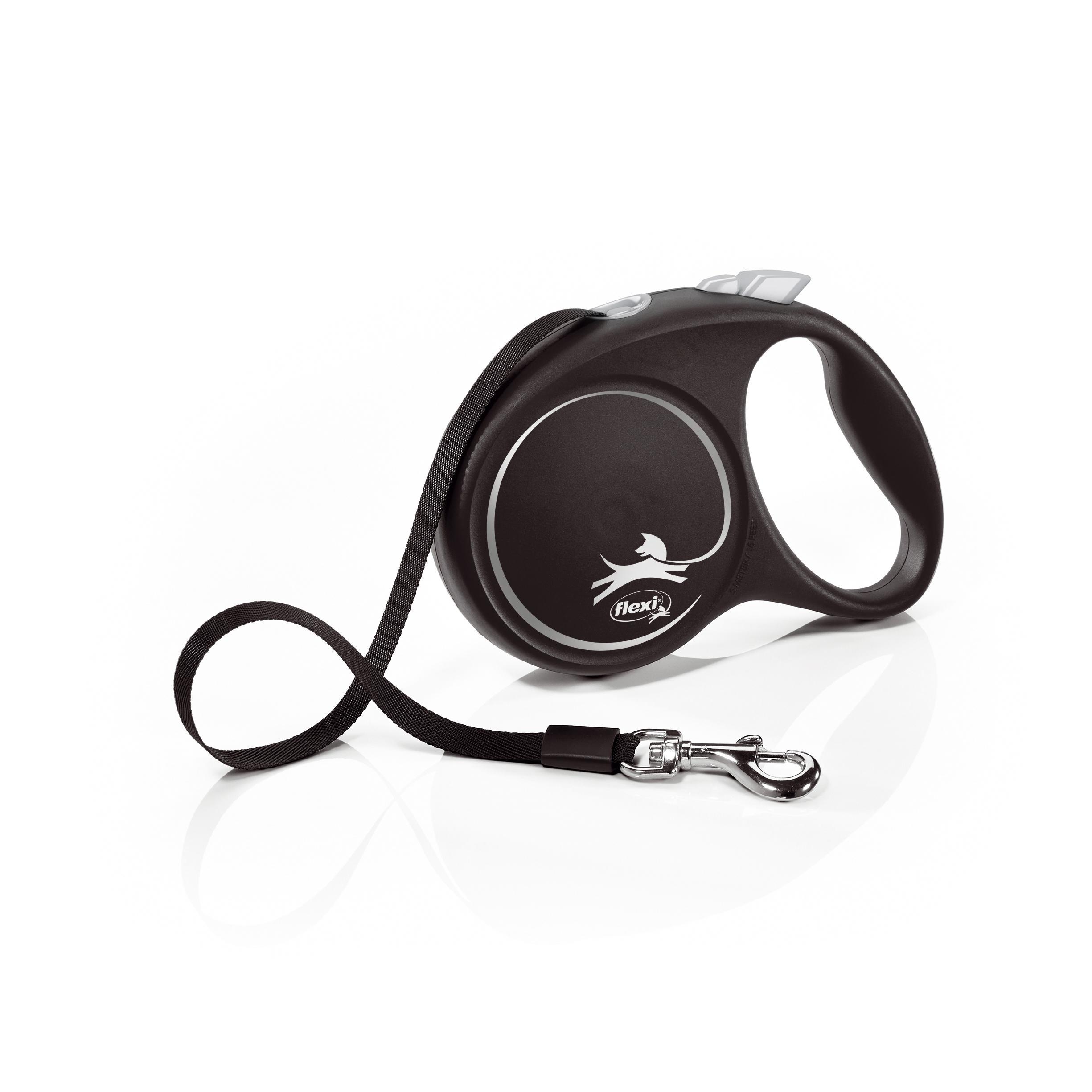 Поводок-рулетка Flexi с лентой Black Design M 5 м 25 кг Черный
