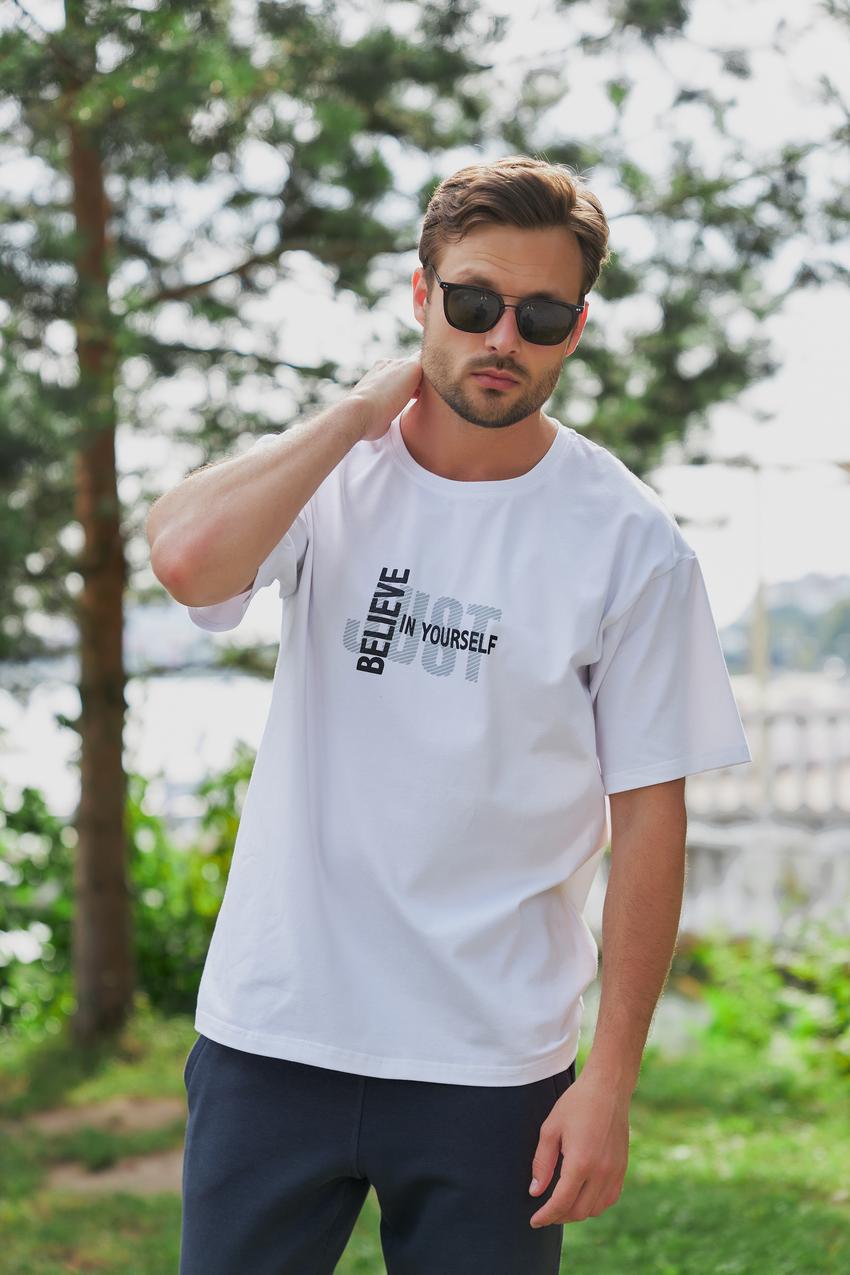 Футболка мужская Believe in yourself М130.8 oversize XL Белый (853-1-63)
