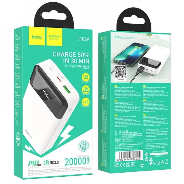 Павербанк Hoco J102A Cool Figure 20000 mAh 20 W White (000229) - фото 11