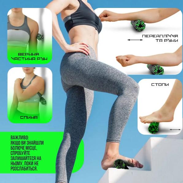 Массажный ролик гладкий PowerPlay PP-4346 Mini EPP Foam Roller 15,3x5,3 см Черный/Зеленый (60826) - фото 2