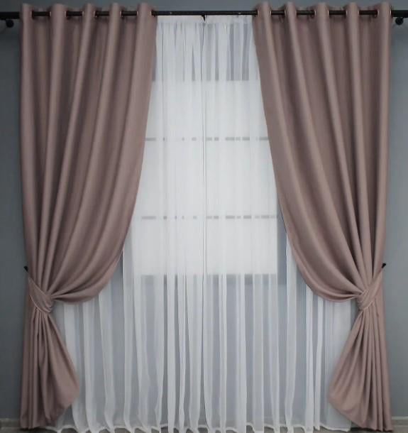 Комплект штор на люверсах Bagema Rvs из ткани блекаут 1,5х2,5 м 2 шт. Пудровый (1245ш)