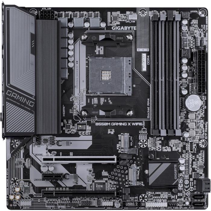 Материнська плата Gigabyte B550M GAMING X WIFI6 Micro-ATX sAM4 AMD B550 4xDDR4 2xM.2 4xSATA 2xDP HDMI GbE Black (35227175)