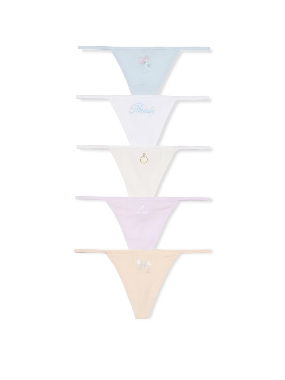 Набор трусиков женский Victoria's Secret Bridal Stretch Cotton V-String 5в1/XS Разноцветный (3058441930)