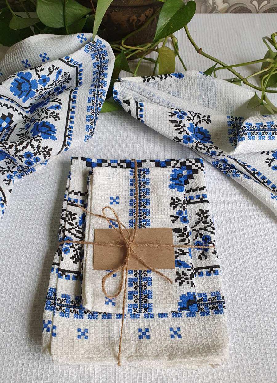 Набор кухонных вафельных полотенец 50x35 см и 50х70см 156692-ML2B Голубой - фото 4