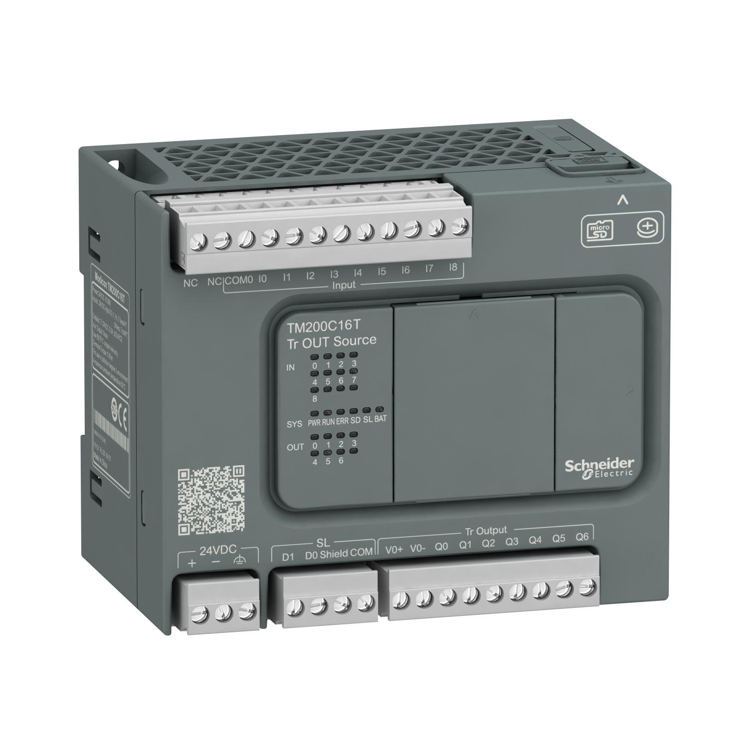 Контроллер логический Schneider Electric Modicon M200 16 входов/выходов 24V DC 9/7 транзисторный PNP (TM200C16T)