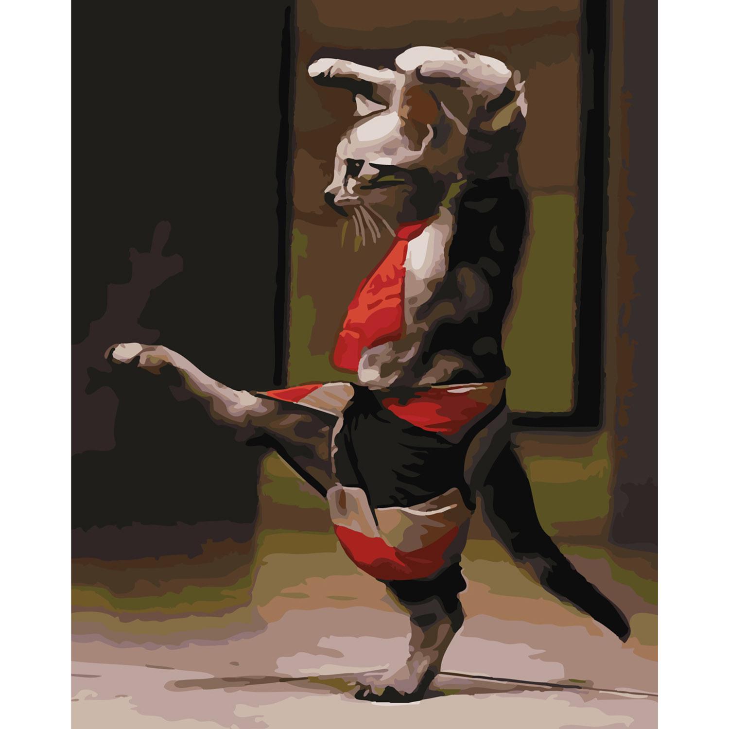 Картина по номерам Strateg Премиум Ниндзя-кот с лаком 40х50 см (SY6311)