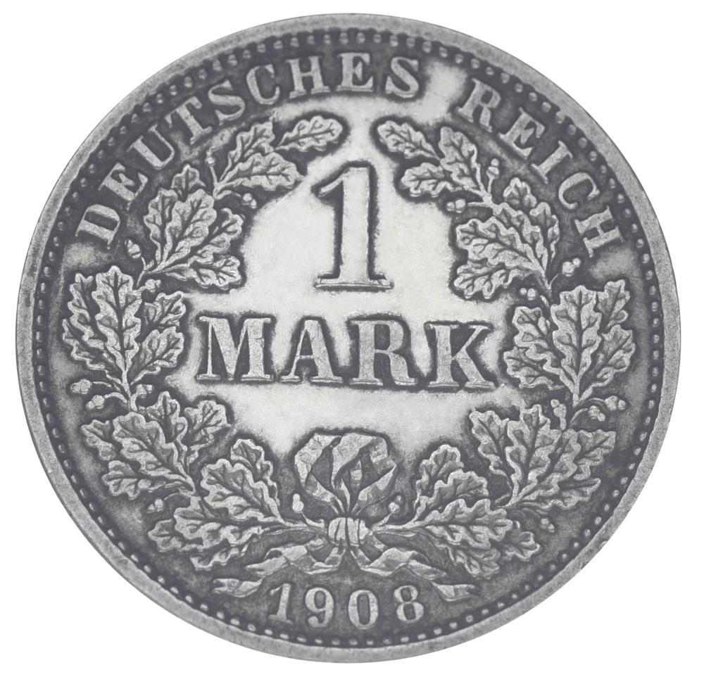 Колекційна монета Німеччина 1 марка 1908 року срібло F-VF D