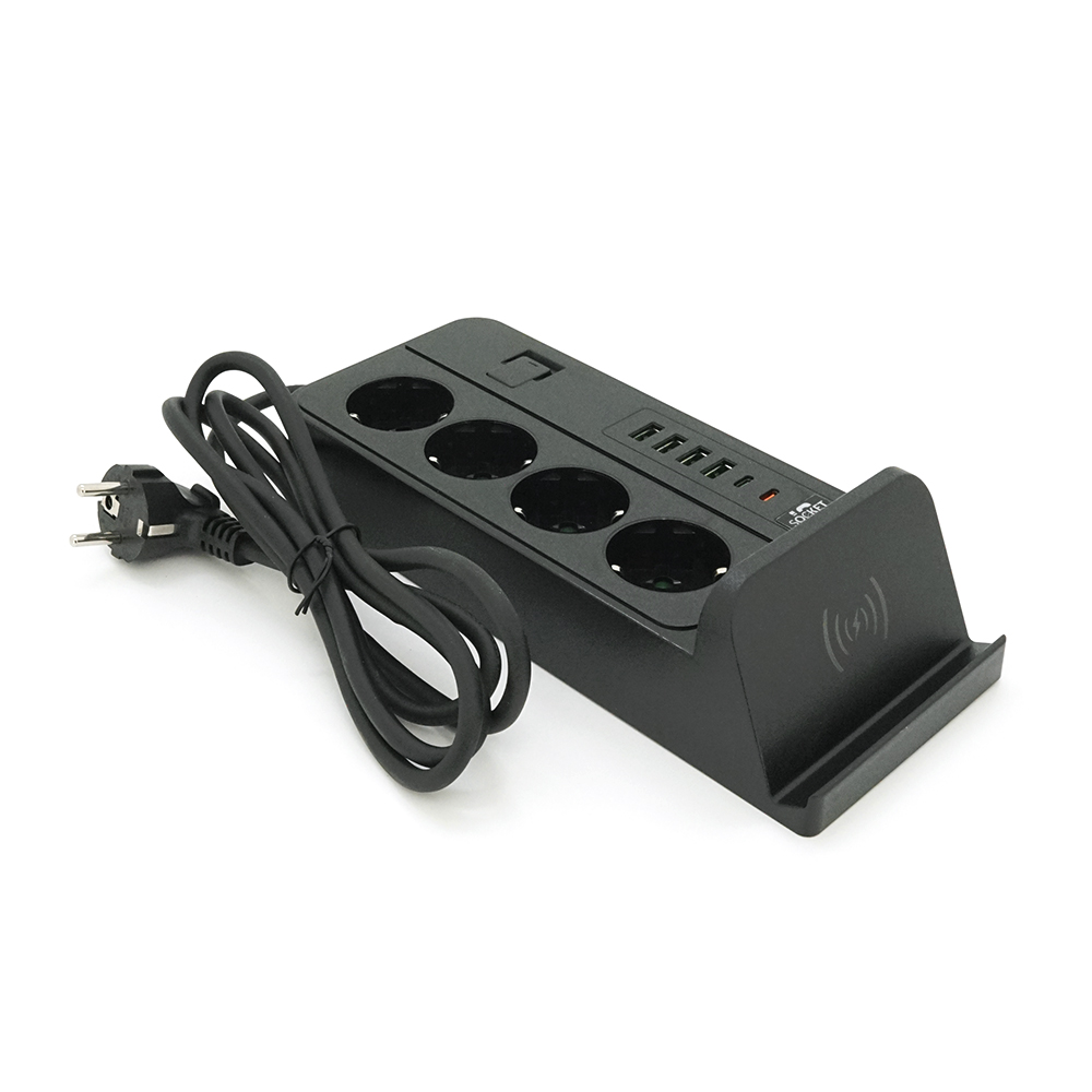 Сетевой фильтр VOLTRONIC G12 4 розетки/4 USB/2 Type-C/беспроводная зарядка 2 м Черный (YUT_V2155)