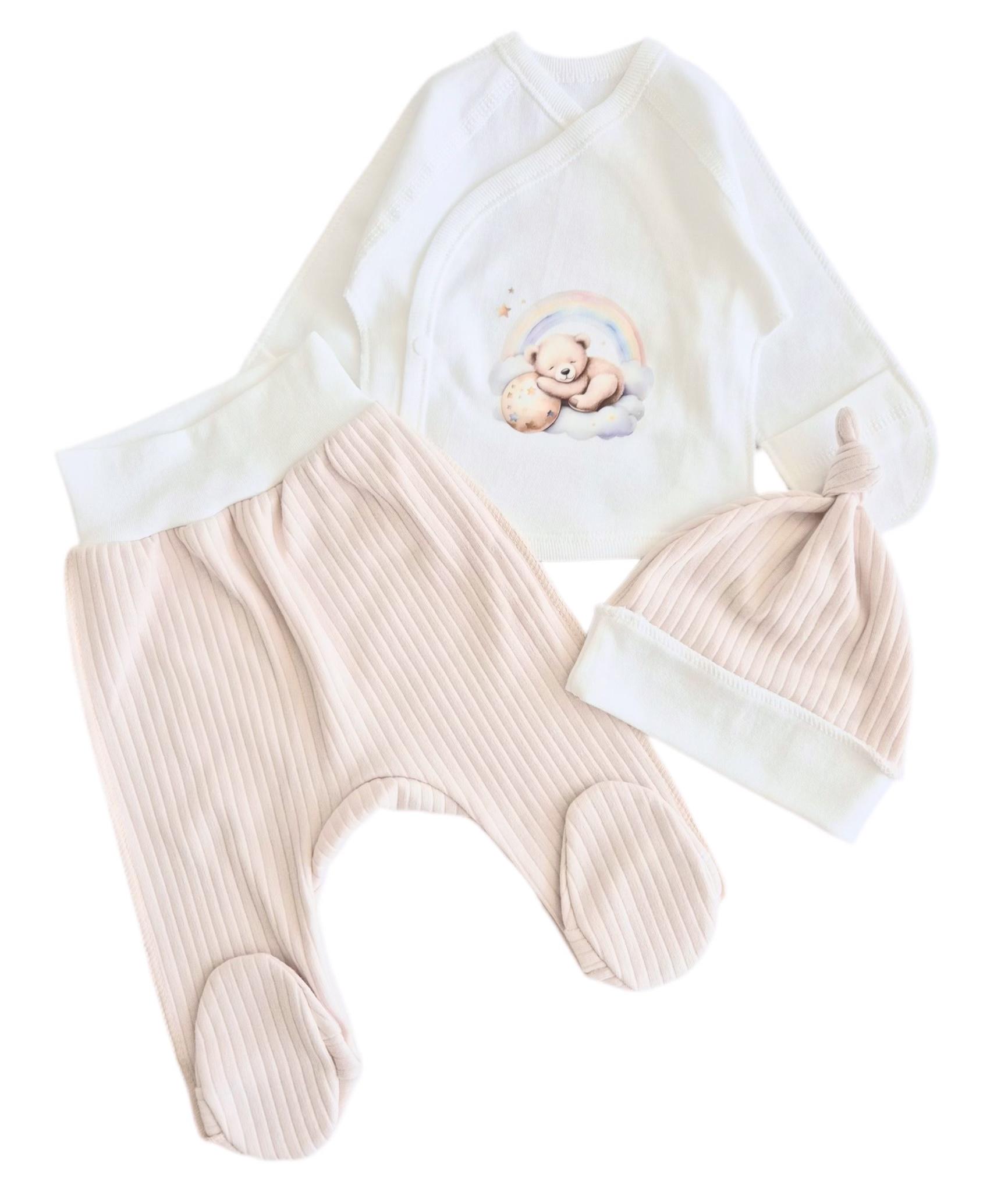 Комплект RoyalBaby Мишка на облачке интерлок р. 56 3 шт. Бежево-молочный (143788-19254)