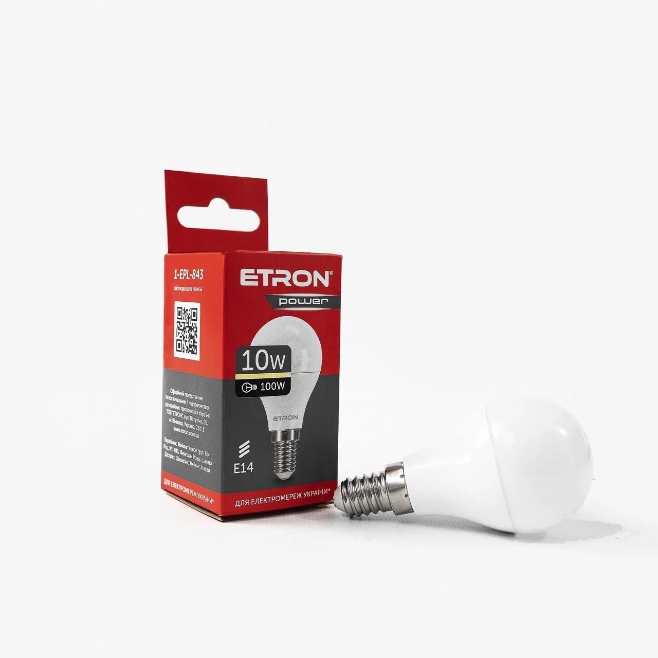 Лампа LED ETRON Power Light 1-EPL-843 G45 10W 220V E14 3000K