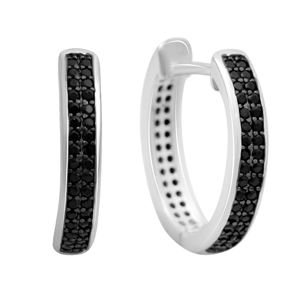 Сережки срібні з чорними фіанітами