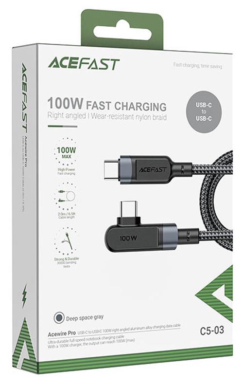 Кабель для зарядки смартфона ACEFAST C5-03 Type-C-Type-C 5 A 2 м Черный/Серый (206266) - фото 4 Кабель для зарядки смартфона ACEFAST C5-03 Type-C-Type-C 5 A 2 м Черный/Серый (206266) - фото 4