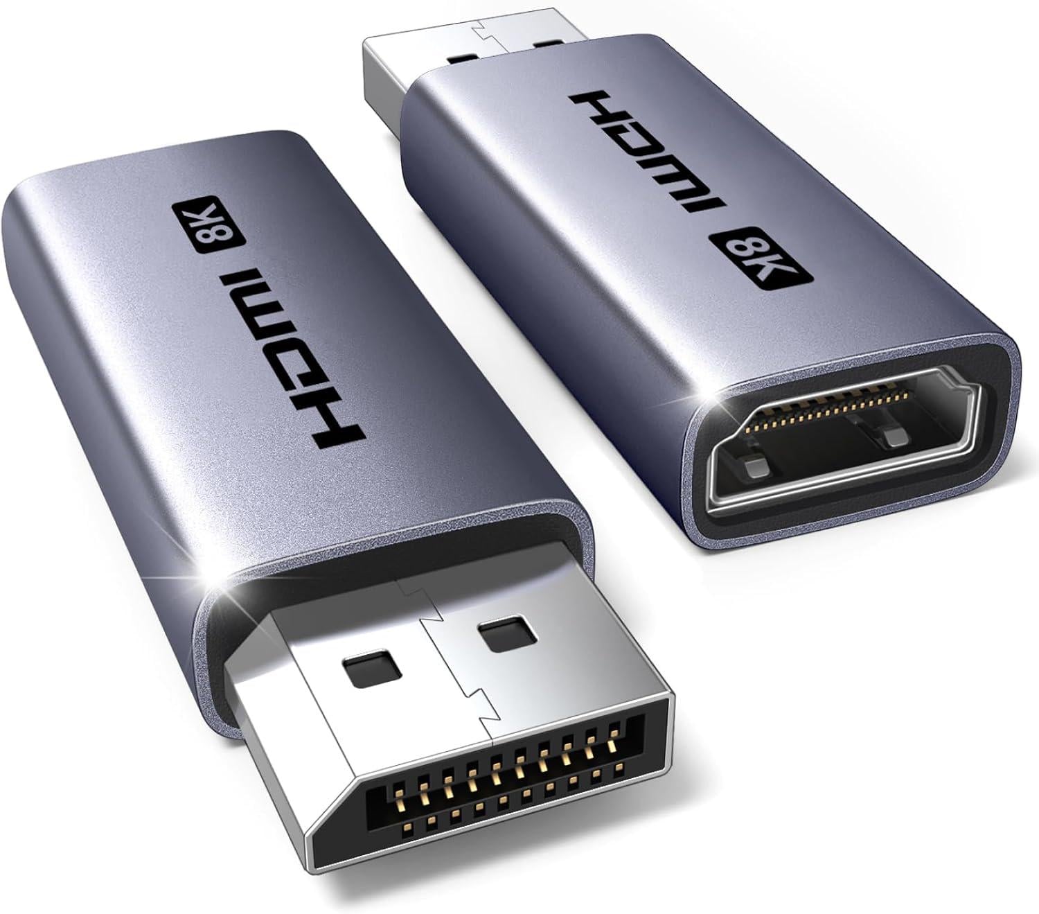 Адаптер 8K 60 Гц UGREEN DP135 DisplayPort 1.4 на HDMI 2.1 с разъемом папа-мама для ПК ноутбуков мониторов HDTV видеокарт Grey (85996)