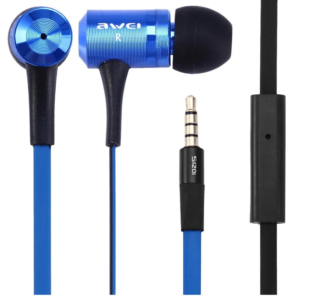 Навушники провідні AWEI ES-120i Blue 3.5мм 1.2м