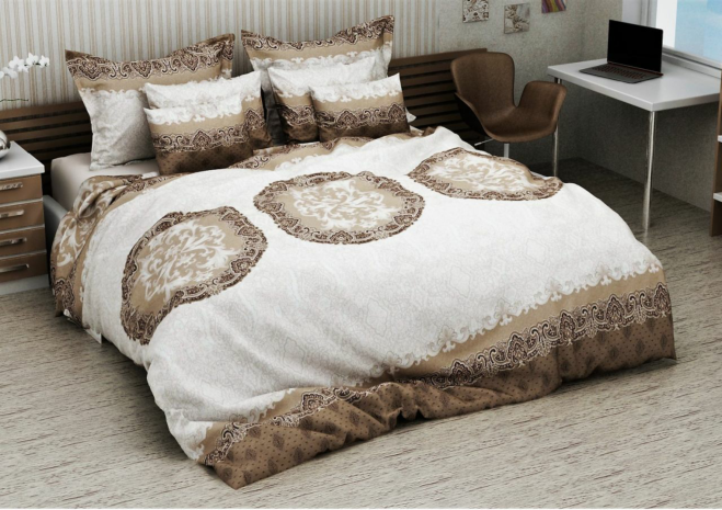 Простынь на резинке Вилена Голд Яблоница бязь 90х200/25 см