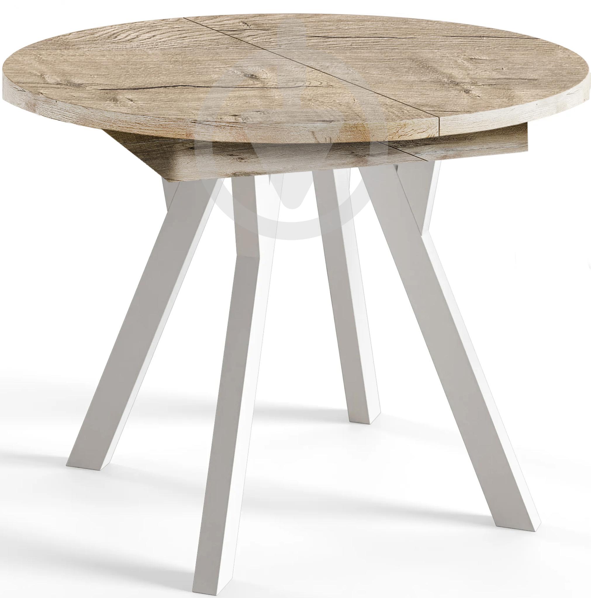 Стол кухонный раскладной RoMax Lite Slide Loft 90x80 см Дуб Шервуд/Белый - фото 1