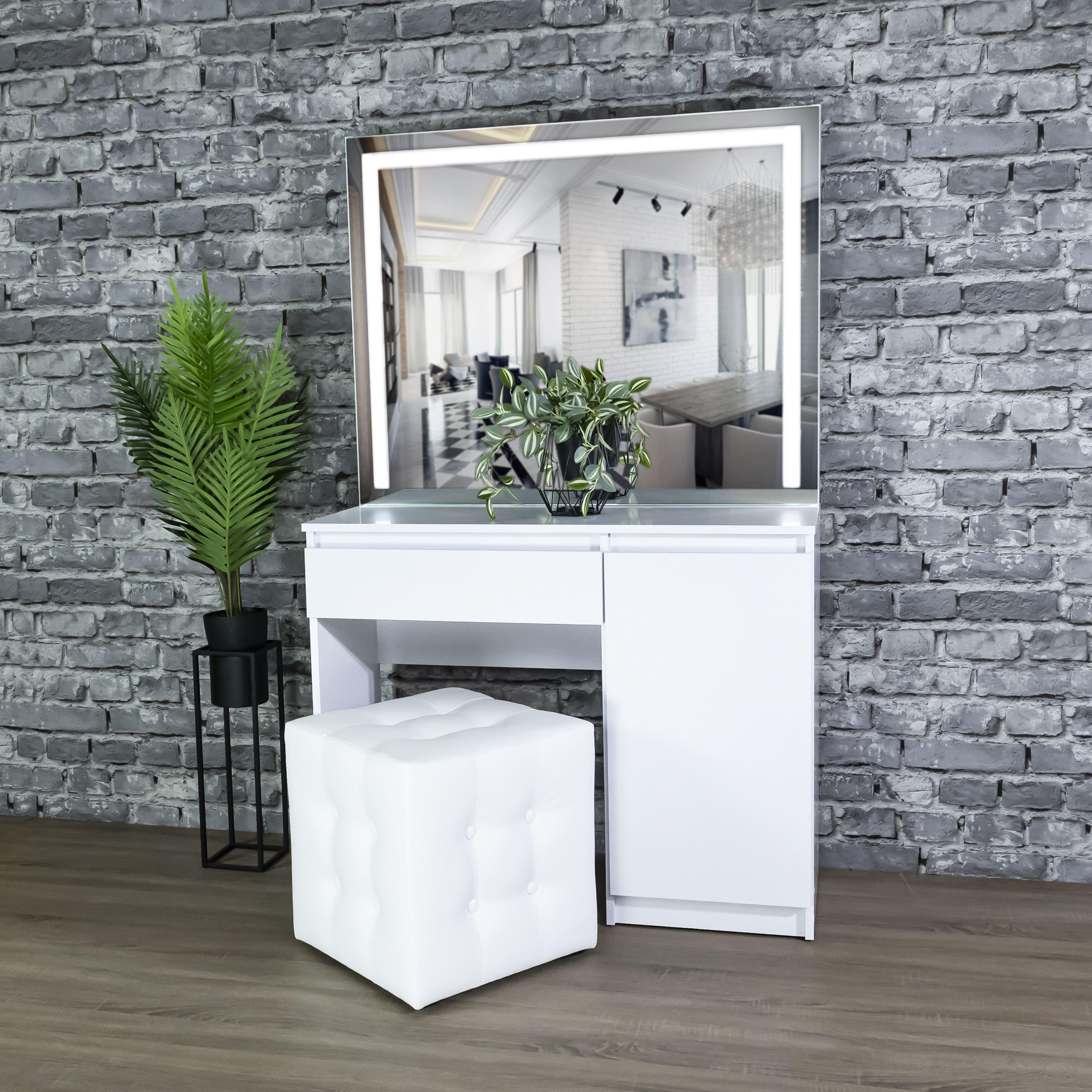 Стіл макіяжний з підсвіткою з полицями 160х100х40 см Білий (08/06) - фото 3 Стіл макіяжний з підсвіткою з полицями 160х100х40 см Білий (08/06) - фото 3
