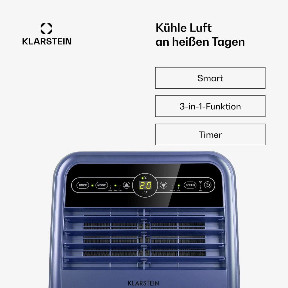 Кондиционер умный мобильный KLARSTEIN Metrobreeze New York 7000 БТЕ 290 м³/час (10035799) - фото 3 Кондиционер умный мобильный KLARSTEIN Metrobreeze New York 7000 БТЕ 290 м³/час (10035799) - фото 3