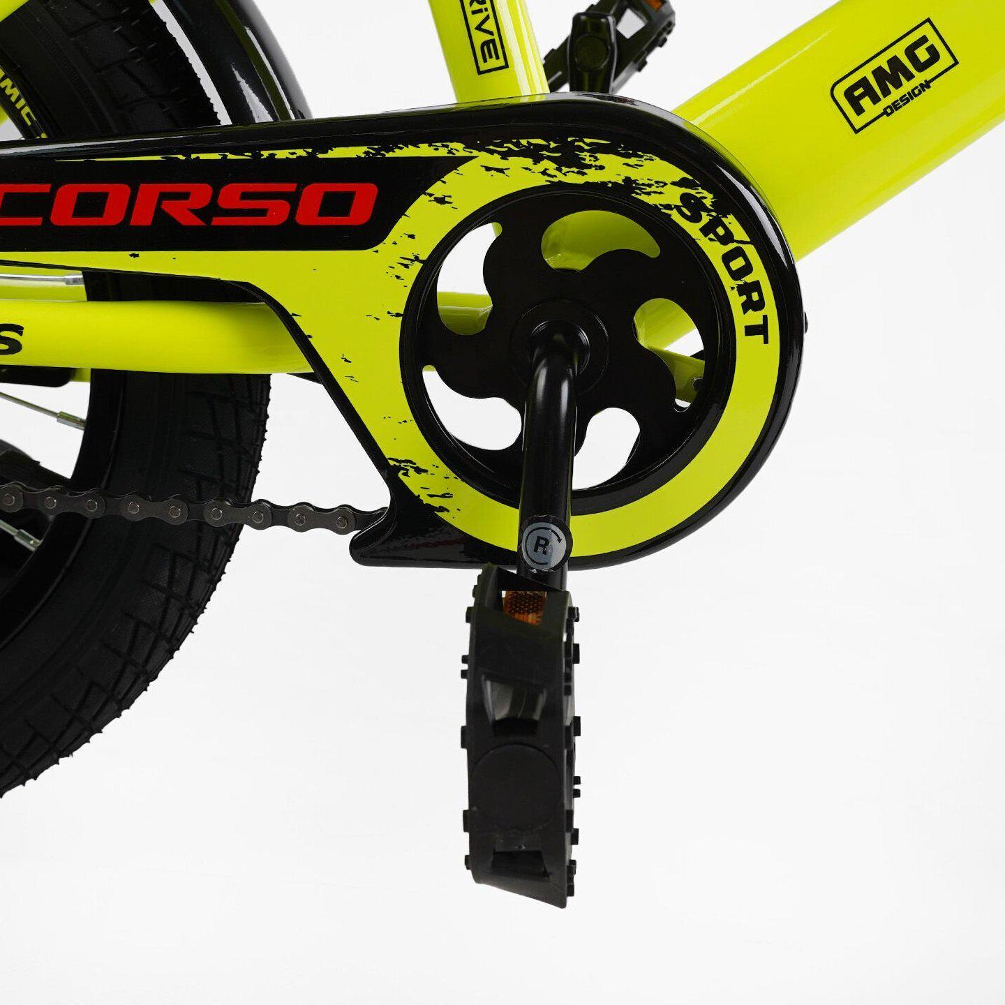 Велосипед двухколесный Corso MAXIS 14" детский с багажником Желтый - фото 4