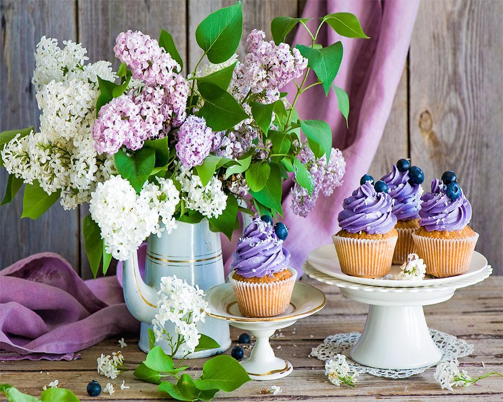 Алмазная мозаика Сиреневые Корзинки на холсте с подрамником 40х50 см (GA72199)