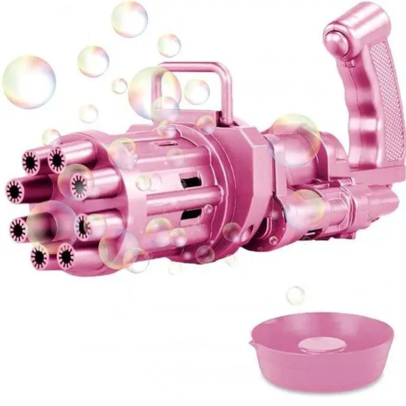 Кулемет іграшковий Gatling генератор мильних бульбашок Рожевий - фото 6