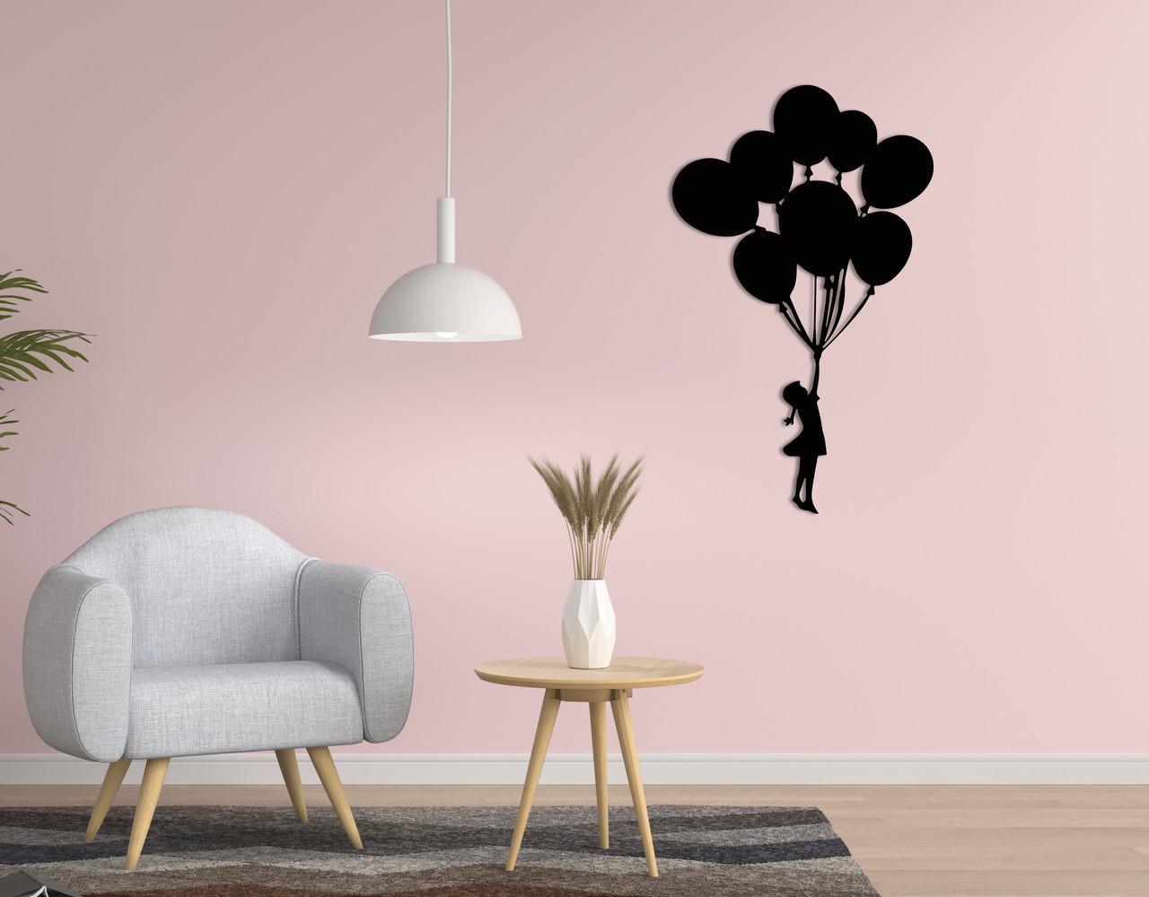 Декоративное панно на стену Upwood Decor Girl With Balloons 114,8х70 см Black (1572404004)