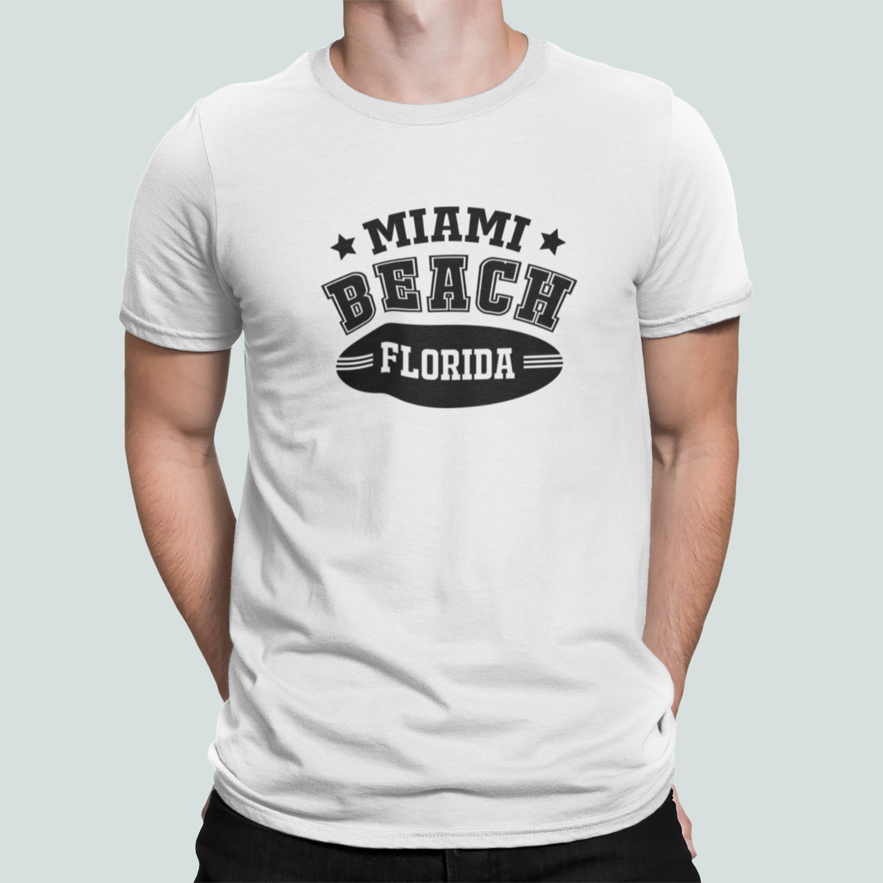 Футболка чоловіча Stedman з написом "Miami beach Florida" M Білий (ПН461-8)