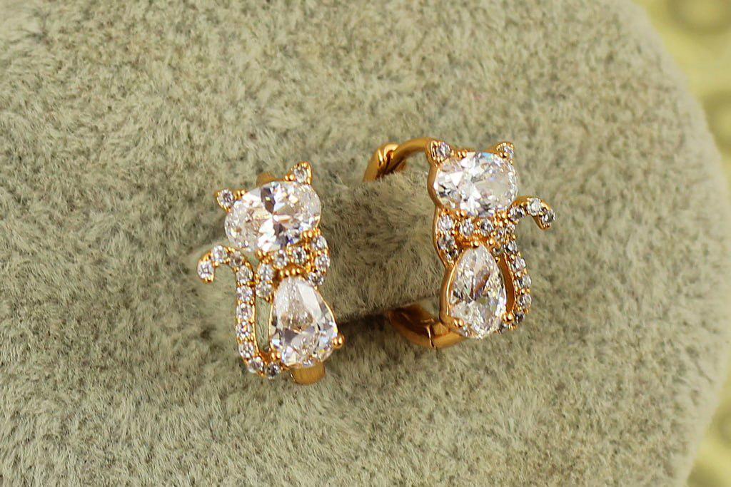 Серьги детские Xuping Jewelry котики с шарфом 1,3 см Золотистый (29367240)