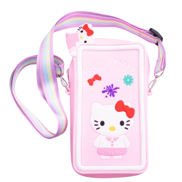 Сумочка-футляр для телефона Hello Kitty силиконовая на молнии 17х9х2 см Розовый (HP-55-21P)