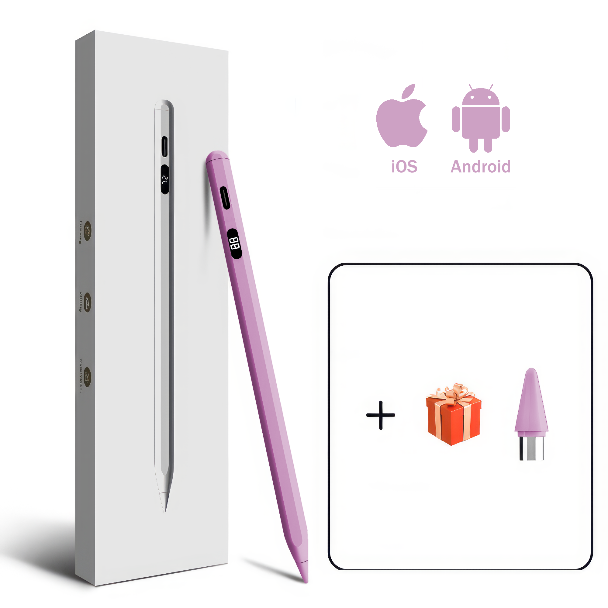 Стилус универсальный с дисплеем цифровой адаптивный для iOS и Android Сиреневый (21013) - фото 2