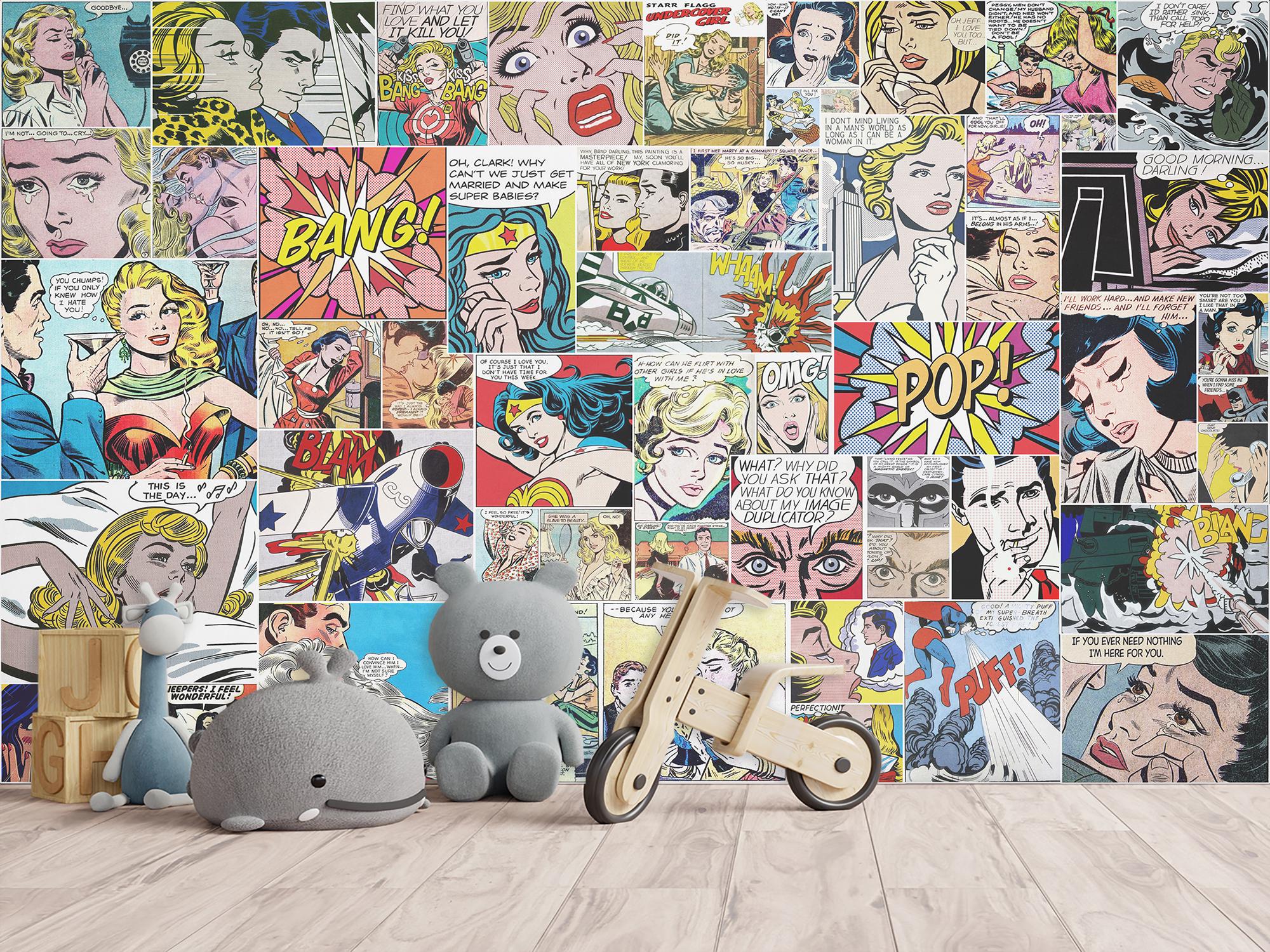 Фотообои флизелиновые детские с Поп-арт комикс 345х230 см (SPF-011/6)