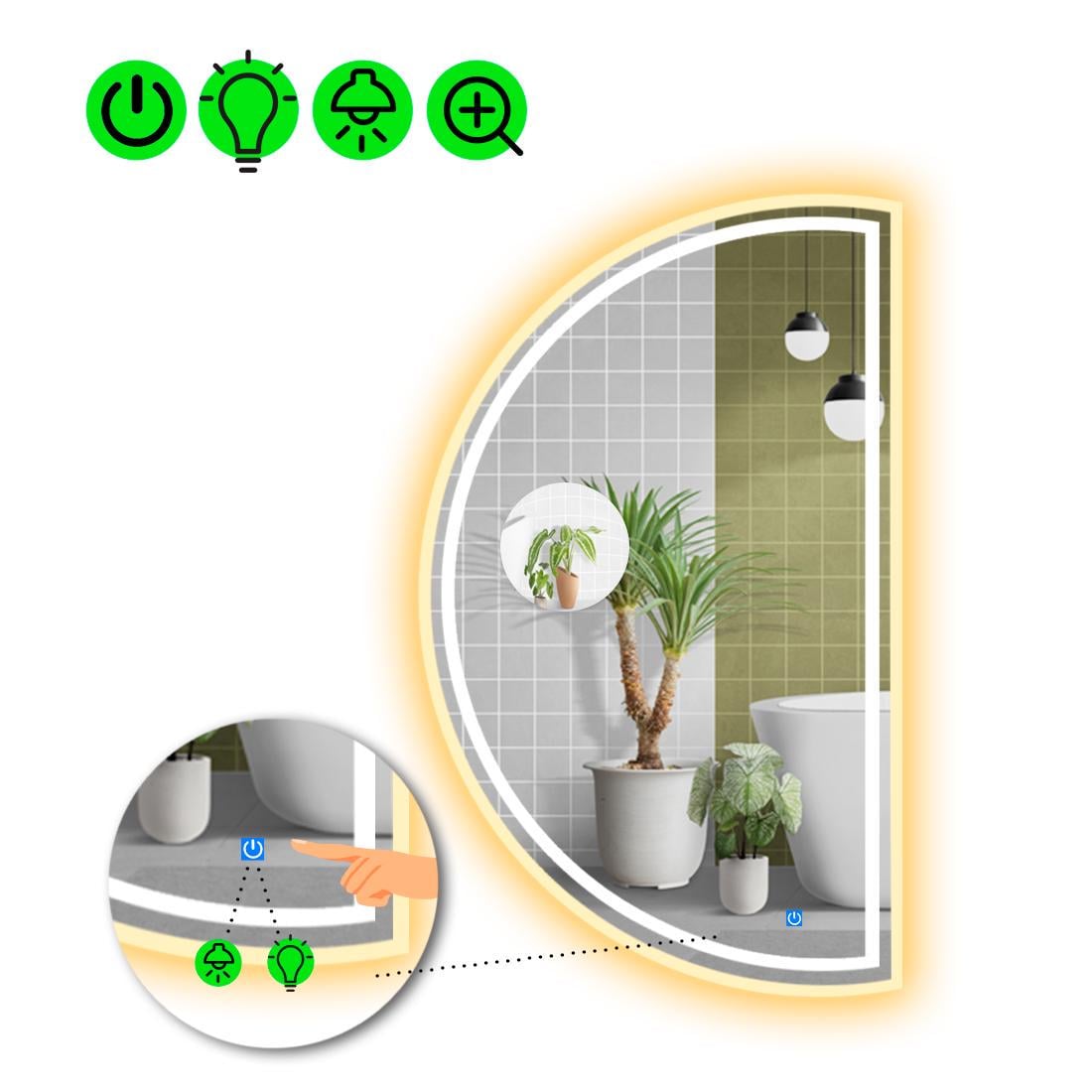 Зеркало с LED подсветкой Parette 4 с сенсором и увеличительной линзой без подсветки 80x40 см (8775627)