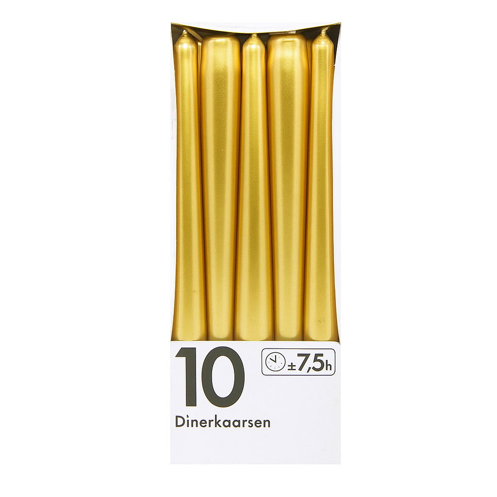 Свеча конусная столовая 245х24 мм 10 шт. Gold (2822360471) - фото 1