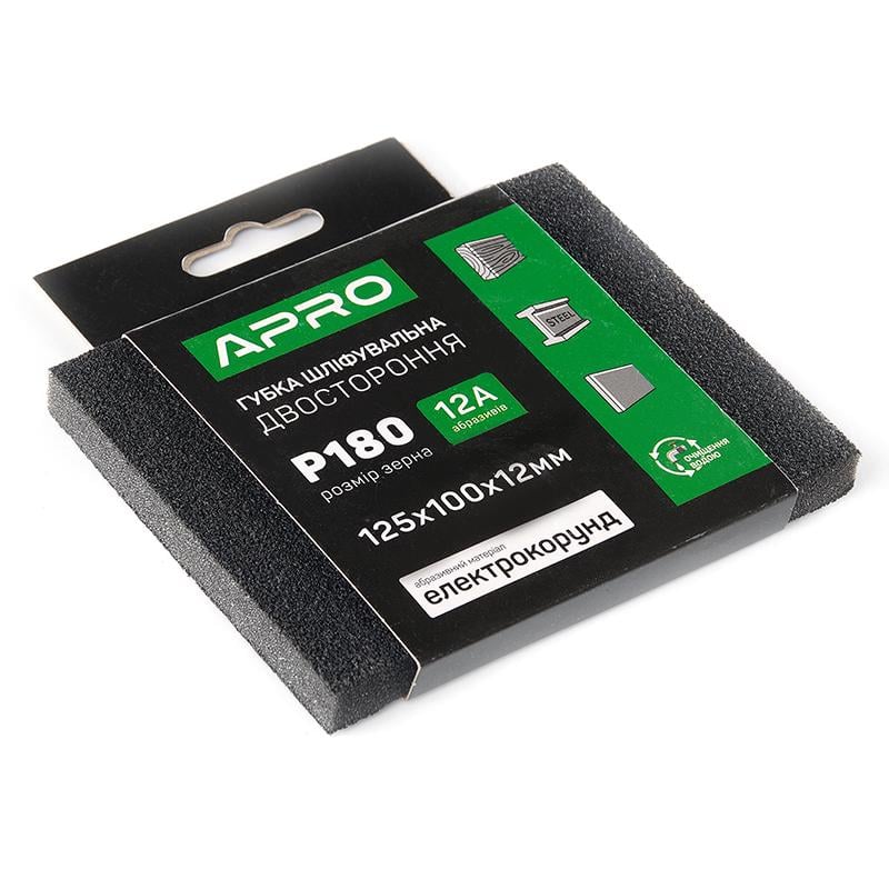 Губка шлифовальная Apro двусторонняя Р180 125х100х12 мм (828126)