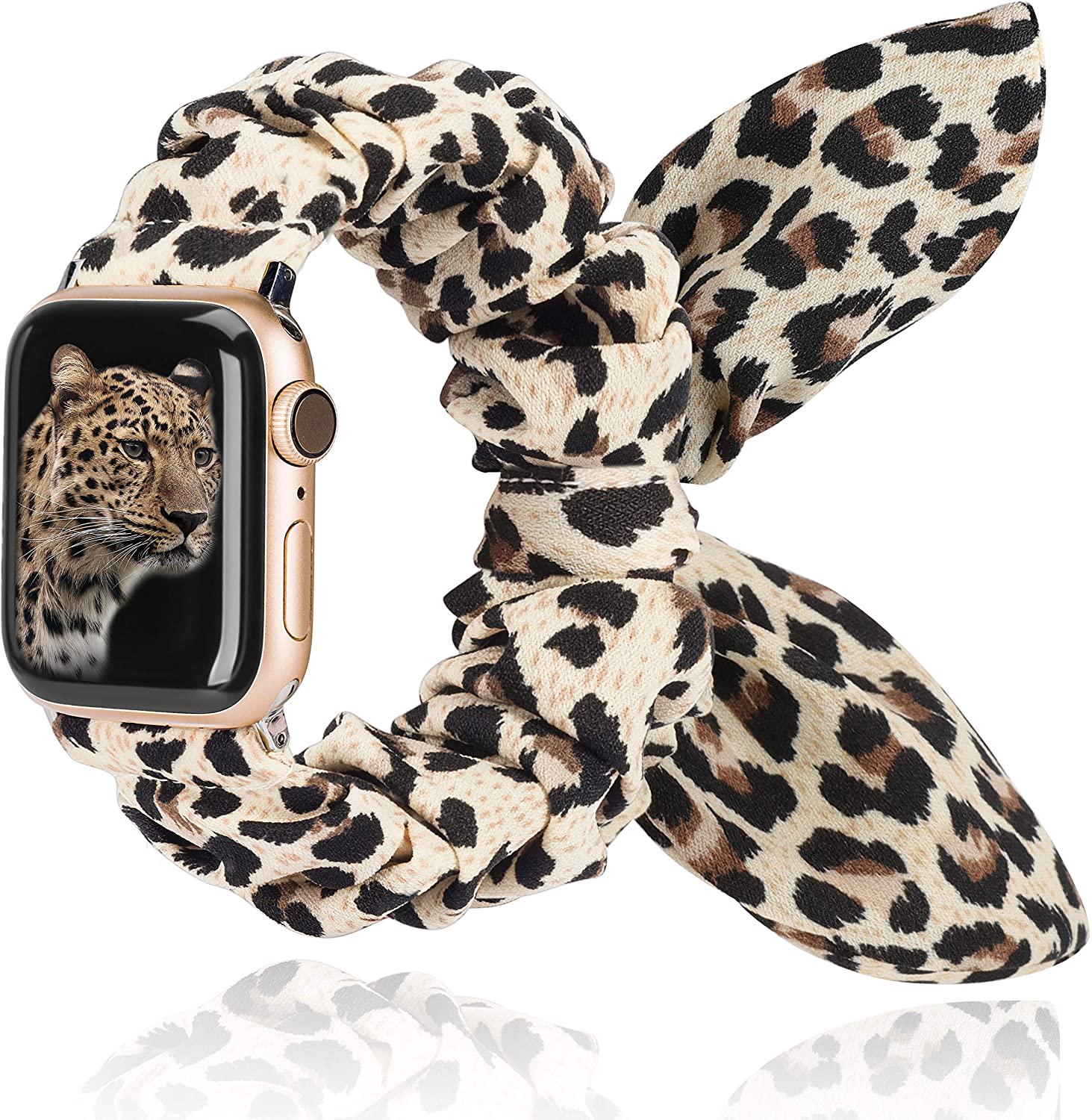 Ремешок для Apple Watch с бантом + резинка для волос 42-44 мм Леопардовый