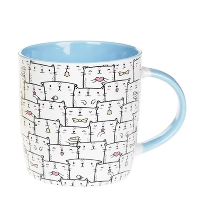 Чашка фарфоровая Flora 33 кота 0,39 л Голубой (32238)