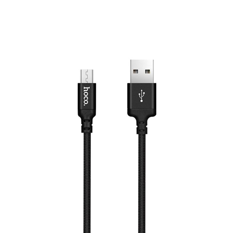 Кабель Hoco X14 USB to MicroUSB 2,4A Nylon Aluminum Connectors 1 м Black (6957531062844)
