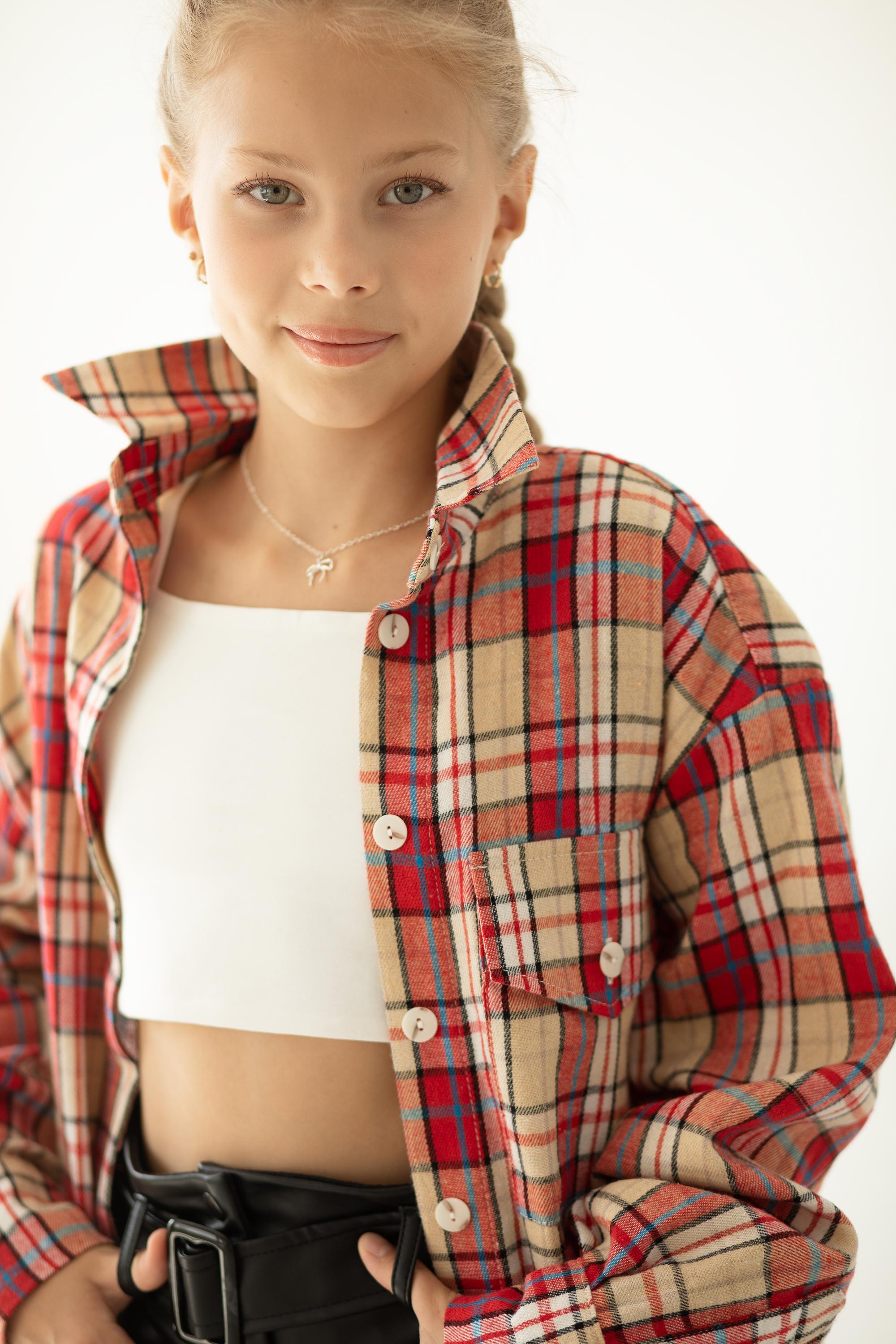 Рубашка для подростков 140 см Красно-бежевый (SR02552085140) - фото 2