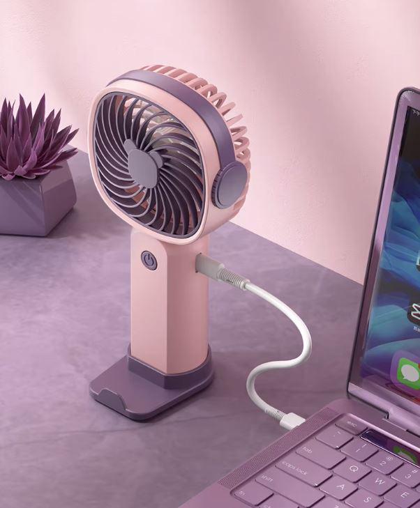 Вентилятор мини ручной LY-838 от USB с подставкой Розовый - фото 9